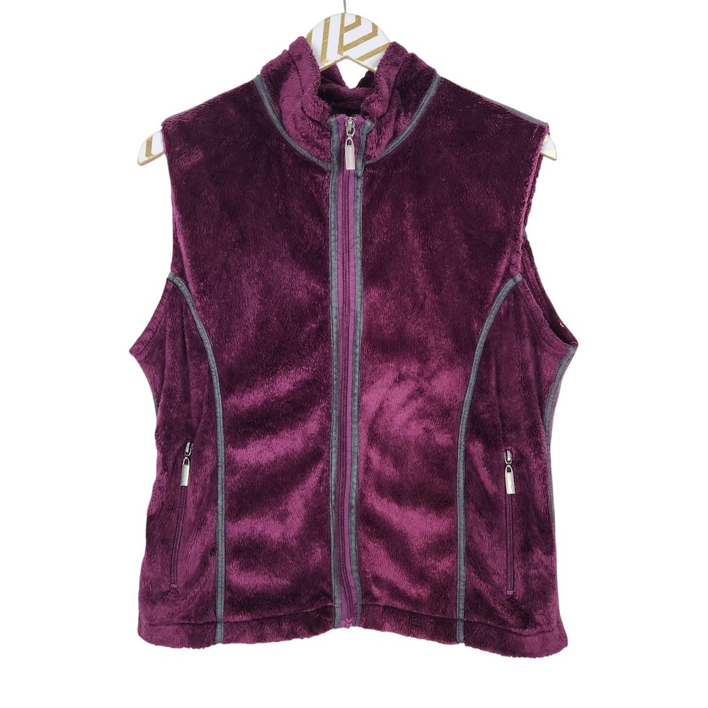WOOLY BULLY Wear Vest Womens Medium‎ Purple Plush Fleece Full Zip Pockets